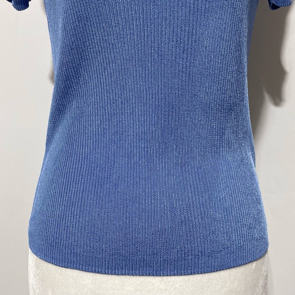 New Madewell Micro Rib Fitted Short Sleeve Sweater Tee NQ337 Celeste Blue XS - Picture 9 of 16